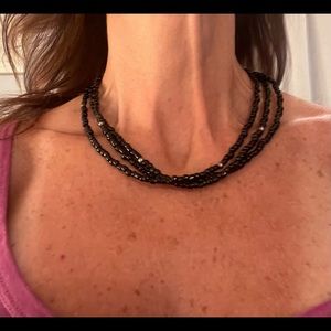 Genuine Silpada sterling silver and black onyx beaded multi layered necklace.